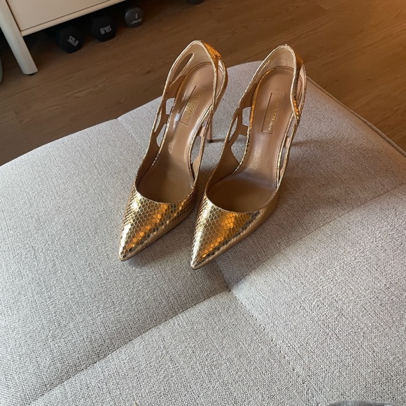 Aquazzura Gold Metallic Heels with braided detail - Picture 10 of 16